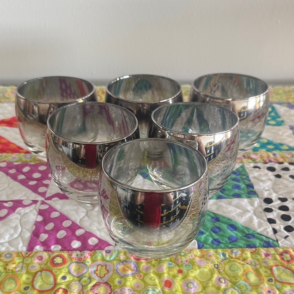 Vintage Dorothy Thorpe Silver Fade Glasses Cups - Set of 6 8 oz.